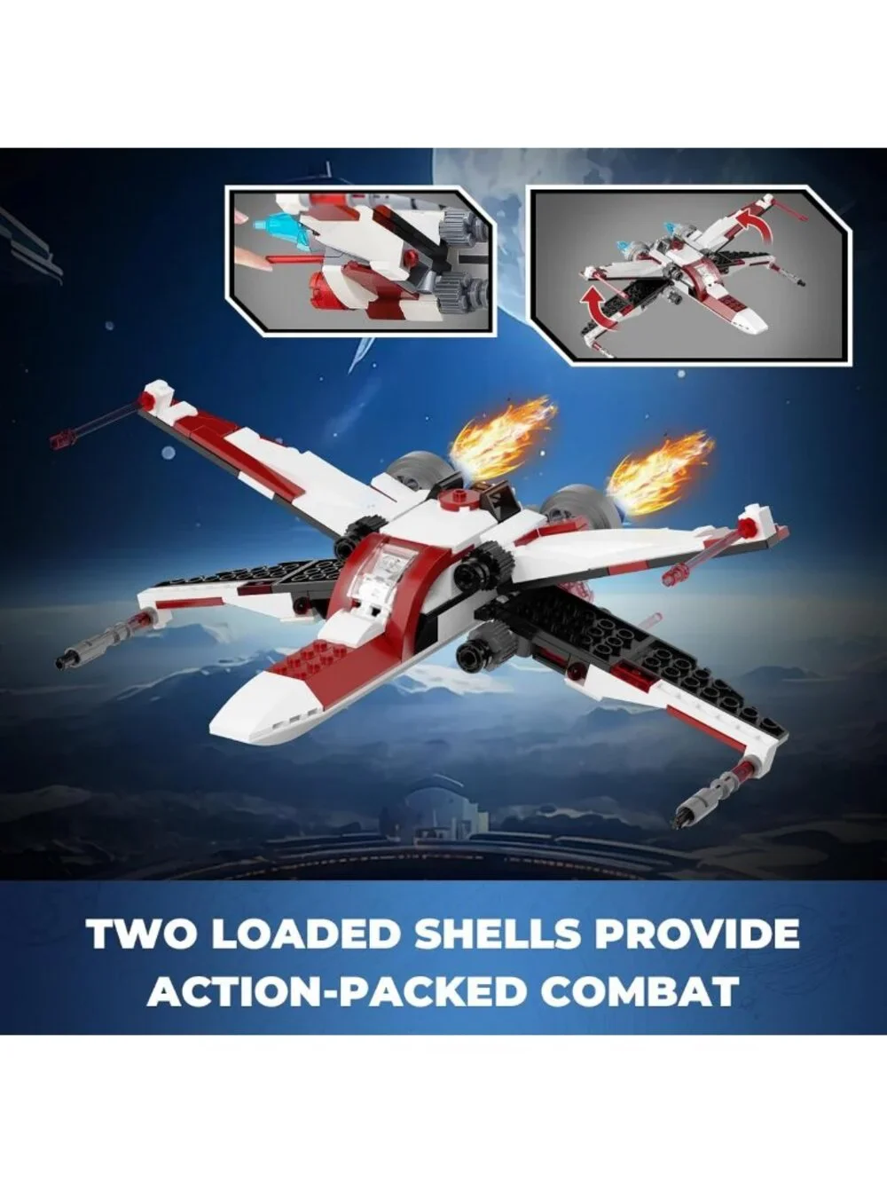 3-in-1 Space Vehicle Building Set - Fighter, Battle Tank & Cannon Toy for Kids